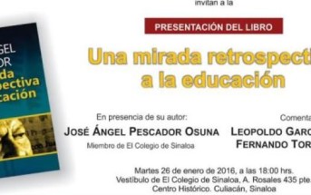 José Ángel Pescador presentará su libro en El Colegio de Sinaloa.