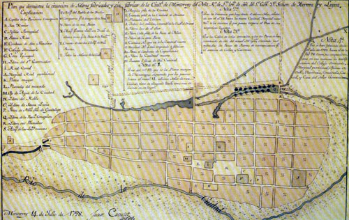 Plano de la ciudad de Monterrey 1798